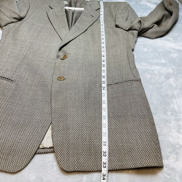Mani Giorgio Armani Blazer Jacket Mens 44 Tan Micro Argyle Wool Blend 2 Button - Picture 12 of 16